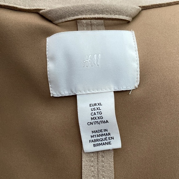 H&M Tan Faux Suede Long Trench Coat Size XL - Picture 5 of 7